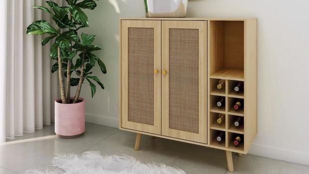 Atlantic Loft & Luv Coda Rattan Bar Cabinet with Wine Holder 