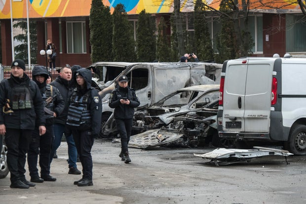 Consequences Of Falling Rocket Debris In A Residential Area In Kyiv 