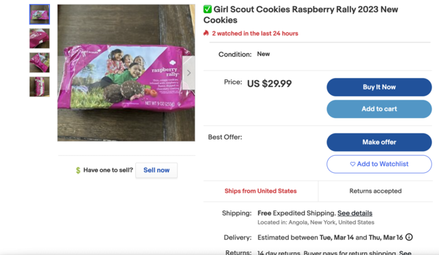 Raspberry Rally Girl Scout Cookie Boxes Selling on  at High Prices