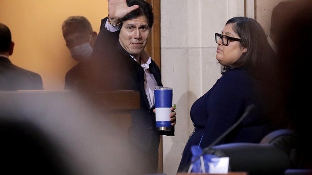 The Los Angeles City Council went into recess after Kevin de Le&oacute;n showed up at the council meeting Friday morning, Dec. 9, 2022, during public comment. 