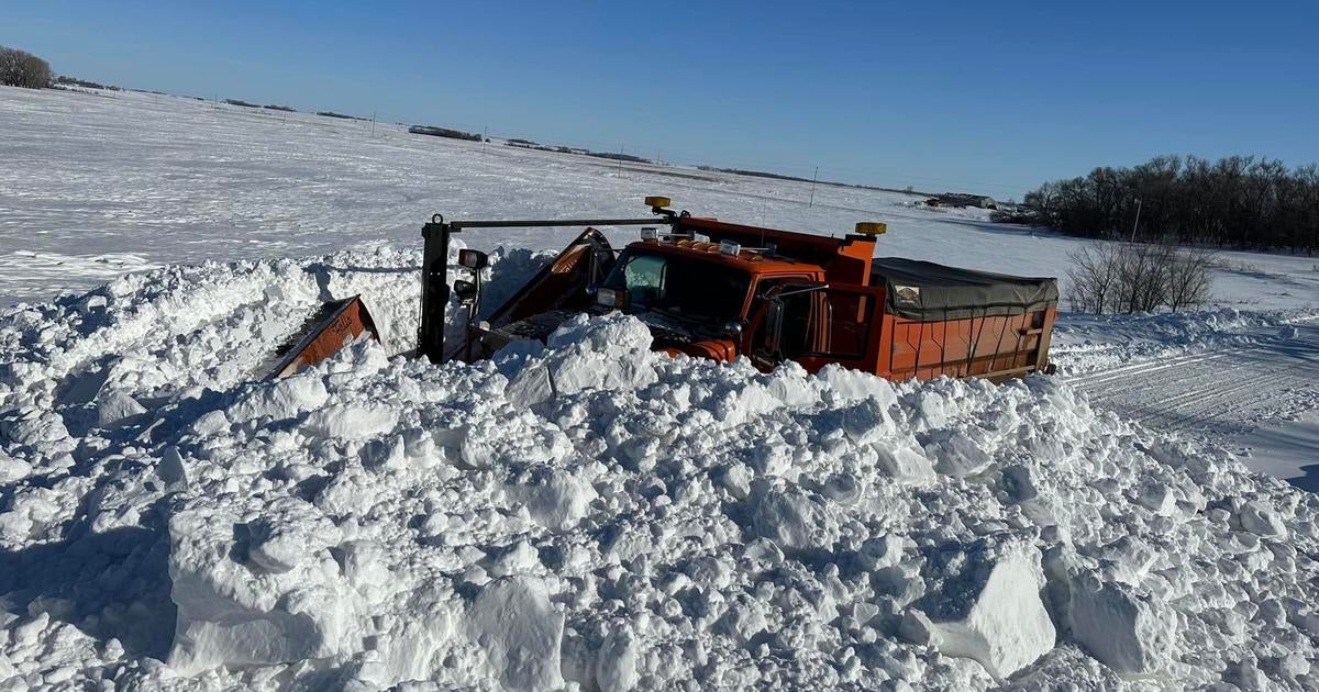 Snow plow is no match for massive drift on Minnesota-South Dakota ...