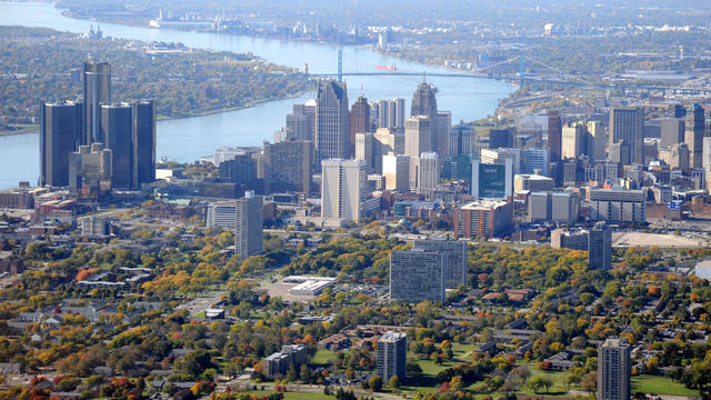 Aerial View of Detroit, Michigan USA 