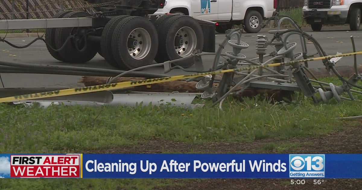 Cleanup underway after powerful winds in Woodland