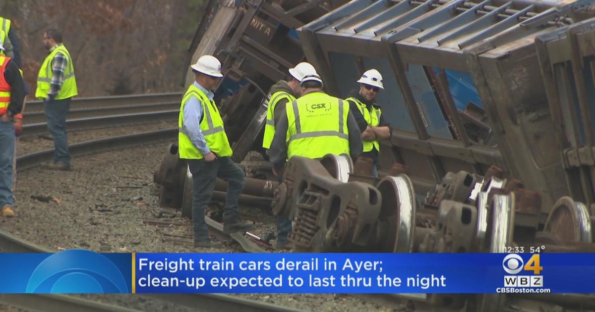 Freight Train Cars Derail In Ayer Cbs Boston