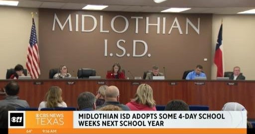 Midlothian ISD adopts some four-day school weeks next year - CBS Texas