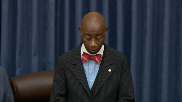 Senate Chaplain Barry Burke offers a prayer to open the Senate session on Tuesday, March 28, 2023. 