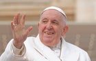 Pope Francis waves from the "popemobile" as he leaves St. Peter's Square on March 29, 2023, at The Vatican to hold his weekly general audience. 