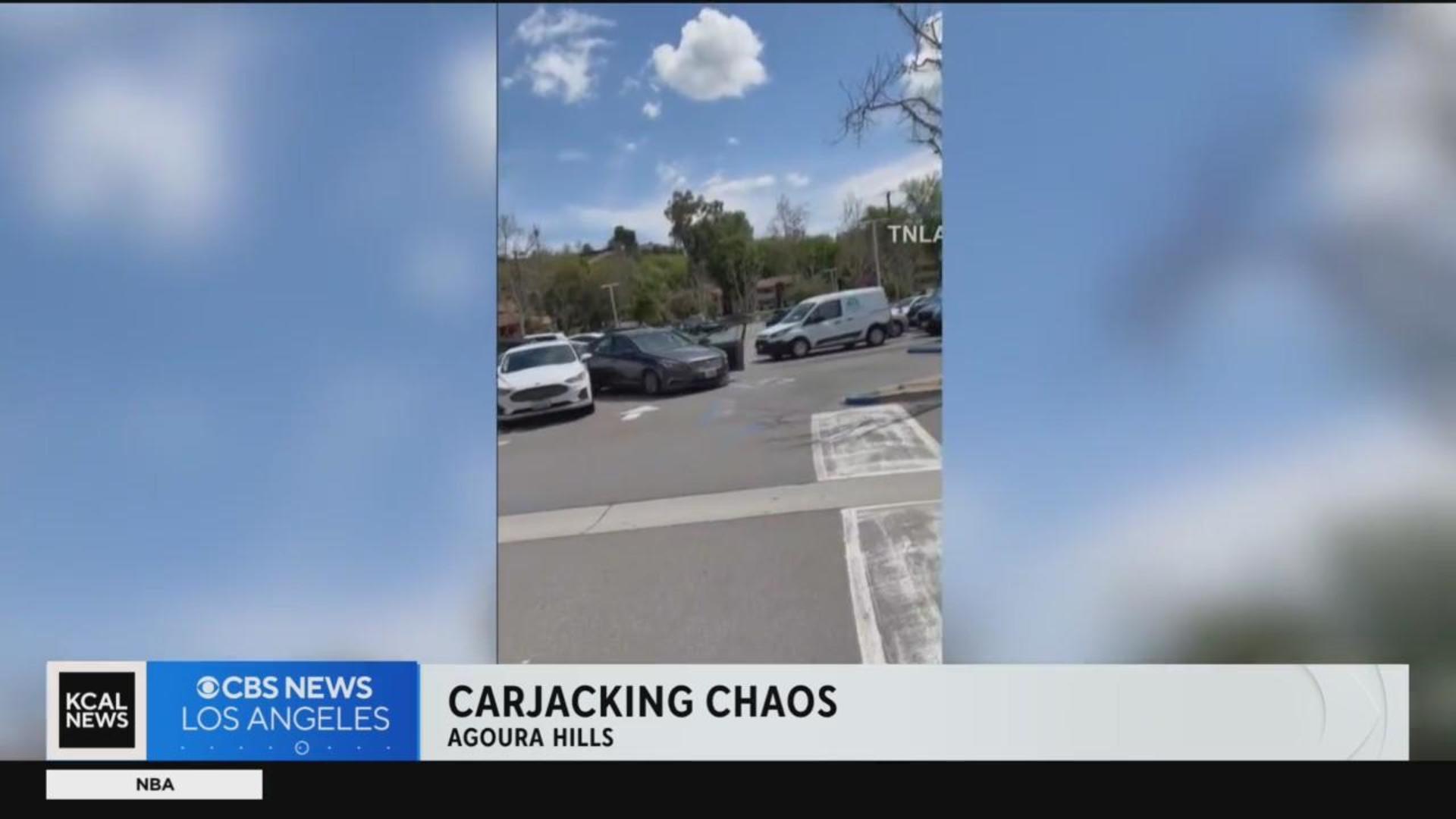 Carjacking chaos Wild footage shows woman s parking lot rampage in Agoura Hills