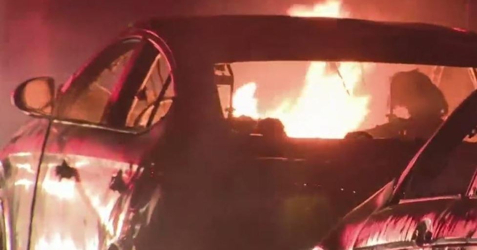 Strong winds knock down power lines, cars catch on fire in North