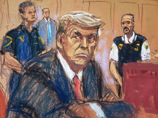 Trump - court sketch from indictment