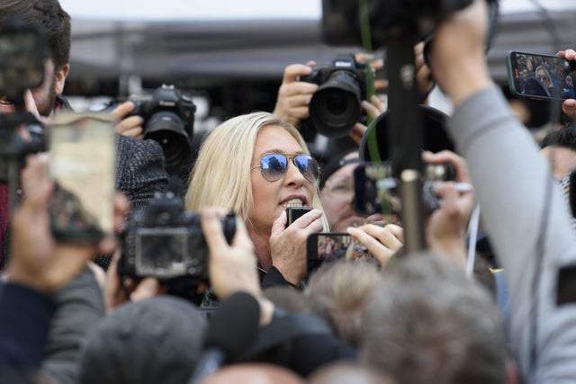 Representative Marjorie Taylor Green Holds Rally For Trump Amid Indictment 