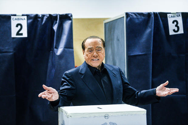 Silvio Berlusconi, Leader of Forza Italia, casts his vote 