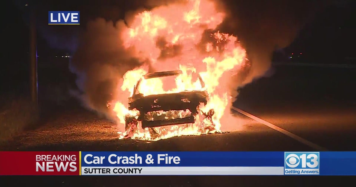 Car engulfed in flames on Riego Road in Sutter County
