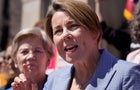 Massachusetts Democratic Gov. Maura Healey at a news conference. 