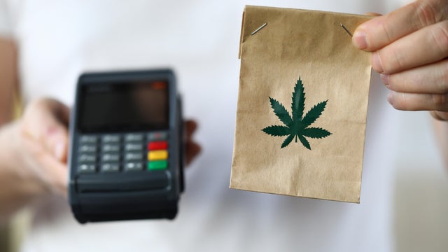 Package delivery with marijuana, payment terminal 