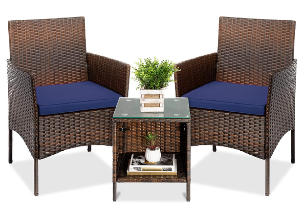 Best Choice Products 3-piece outdoor wicker conversation bistro set