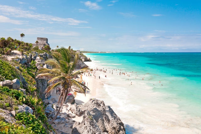 View of Tulum beach, Mexico.
