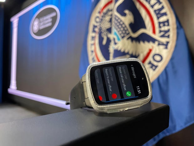 The device that Immigration and Customs Enforcement is testing to track some migrants with deportation cases.