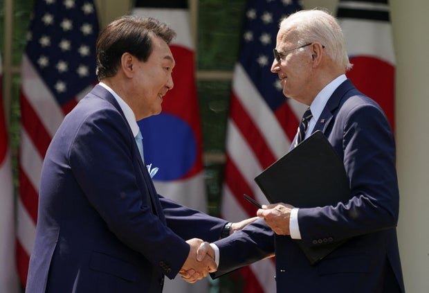 U.S. President Joe Biden hosts South Korea's President Yoon Suk Yeol at the White House