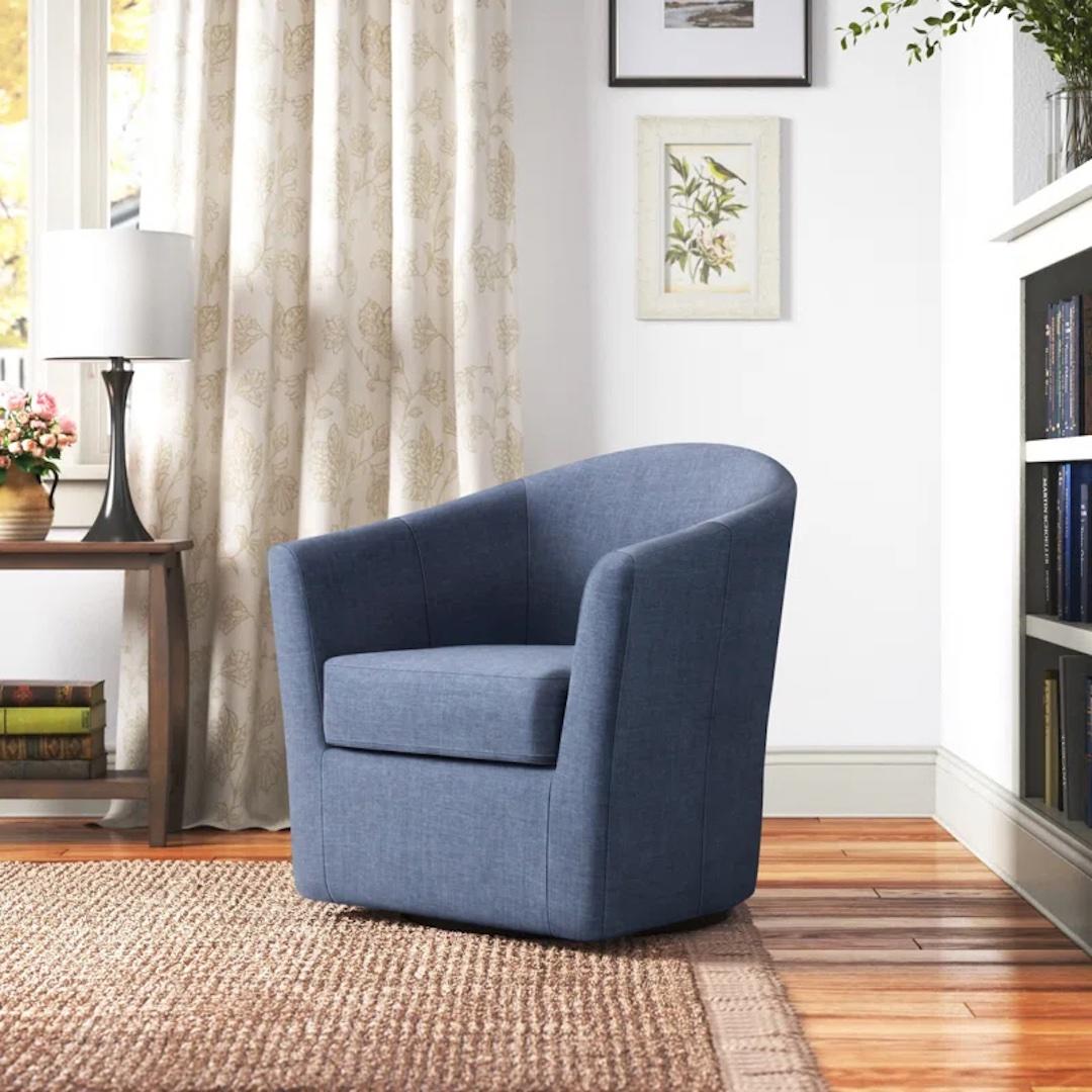 Hansell Upholstered Swivel Barrel Chair 