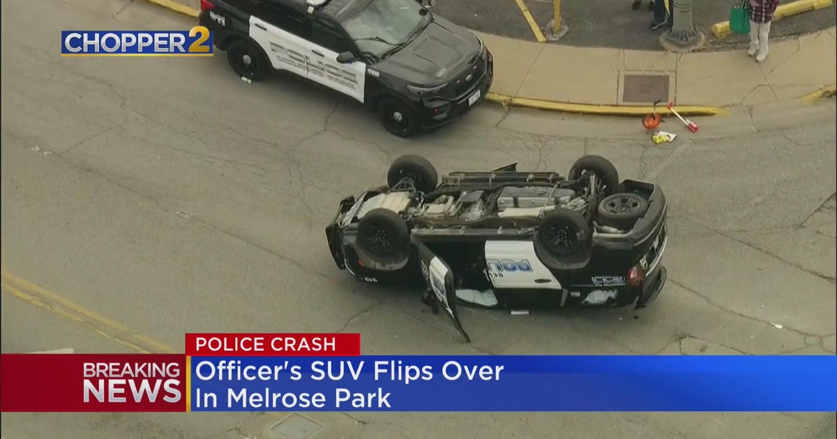 Officer's SUV flips over in Melrose Park CBS Chicago