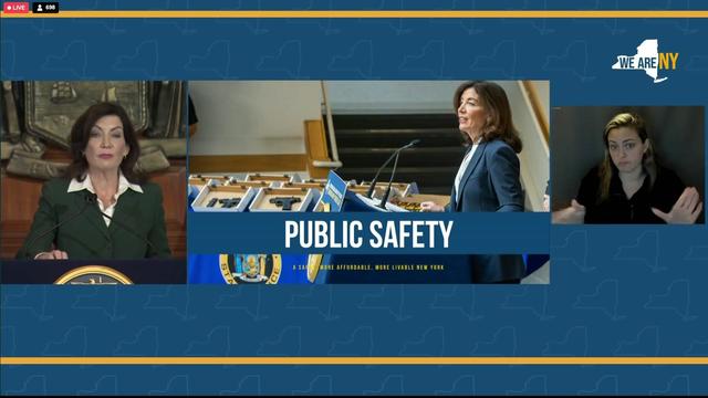 Gov. Kathy Hochul​ on April 27, 2023, announced a budget agreement for the next fiscal year that she says will make New York safer. 