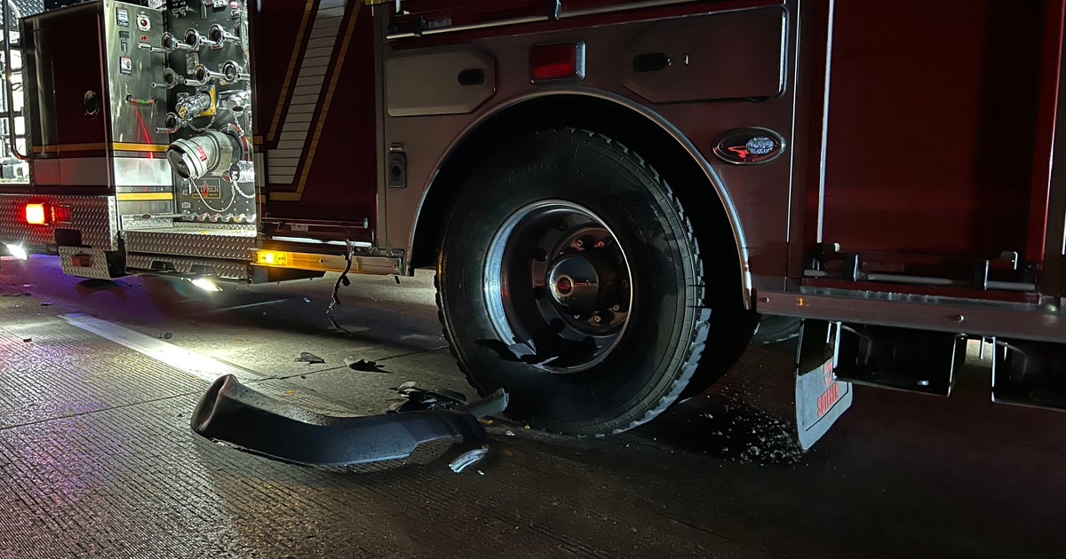 Fire truck struck by driver at accident scene on Interstate 70 - CBS ...
