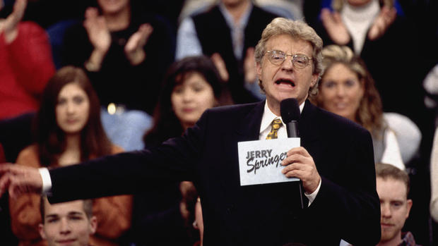 Jerry Springer Gesturing While Taping His Show 