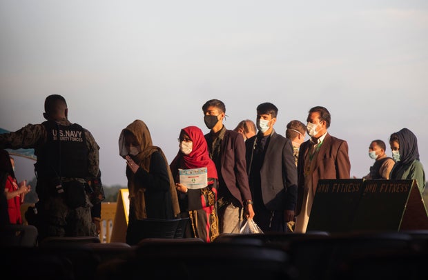 Afghan refugees arrive at the US naval base in Spain as part of Operation Allies Refuge on Aug. 31, 2021.
