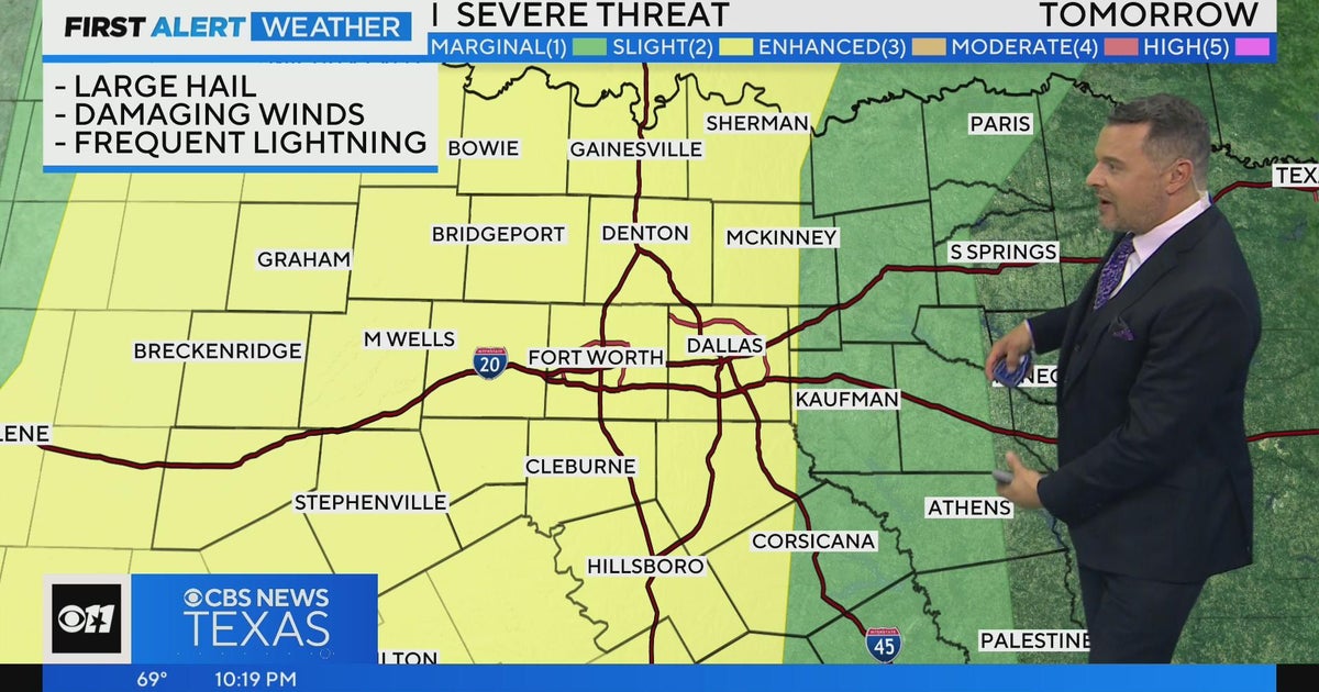 Large hail, damaging winds possible Thursday - CBS Texas
