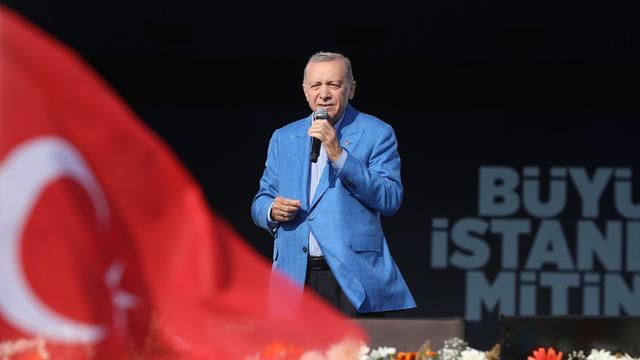 Turkish President Recep Tayyip Erdogan addresses supporters at a rally in Istanbul 