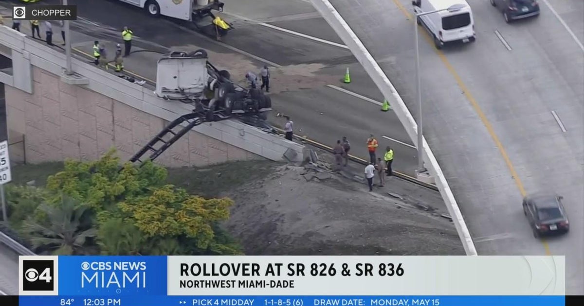 Tractor trailer rolled around on a Palmetto Expressway ramp