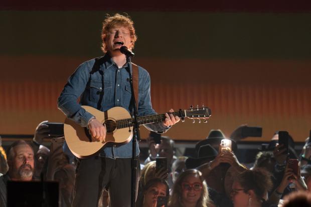 Ed Sheeran performs during the Academy of Country Music (ACM) Awards 