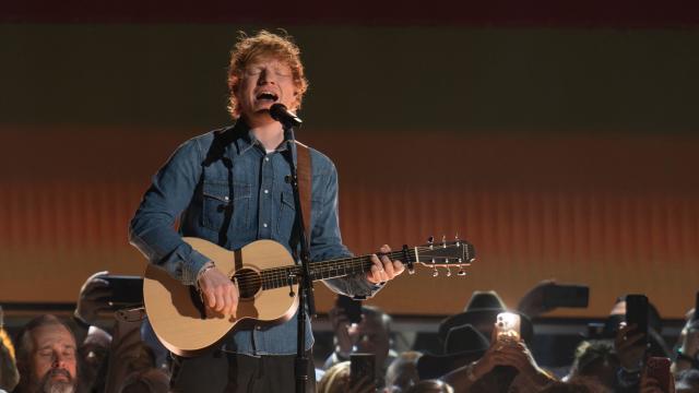 Ed Sheeran performs during the Academy of Country Music (ACM) Awards 
