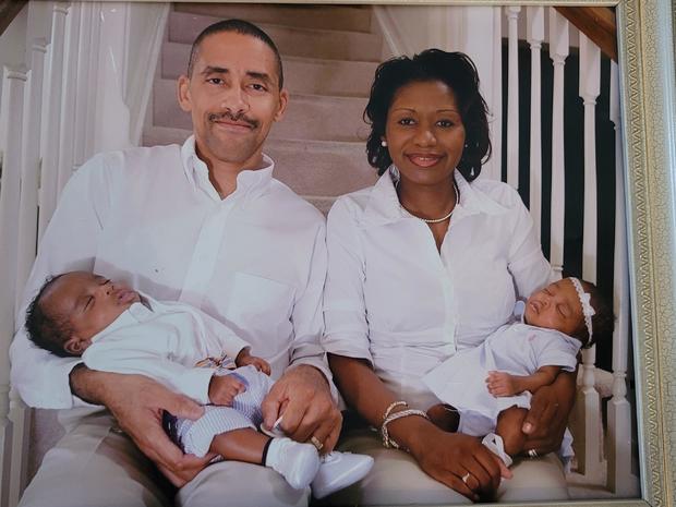 Dr. Sarah Williams with her husband, Navy officer Clarence H. Tolliver Jr., and their twins. 