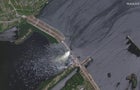 A satellite image shows Nova Khakovka Damn in Kherson region 