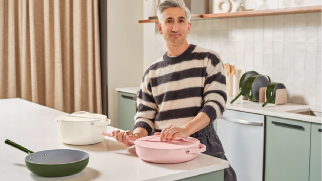 Tan France with his Caraway Home monochrome cookware collection 
