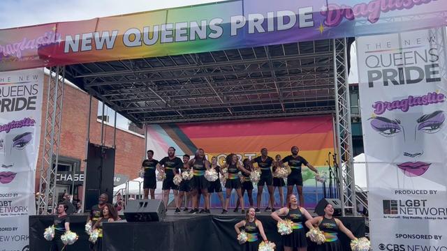 Gotham Cheer performs on stage at the Queens Pride Parade and Festival on June 4, 2023. 