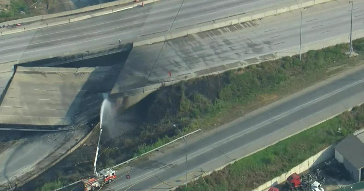 Chopper 3 overhead I-95 collapse - CBS Philadelphia