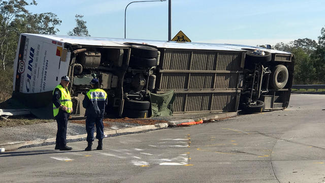 The scene of a bus crash in the NSW Hunter Valley, Australia 
