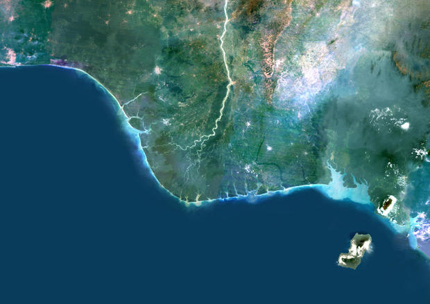 Niger River Delta, Nigeria, True Colour Satellite Image 