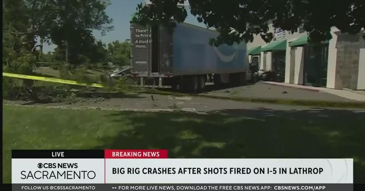 Big rig crash after being shot at on I-5 in Lathrop