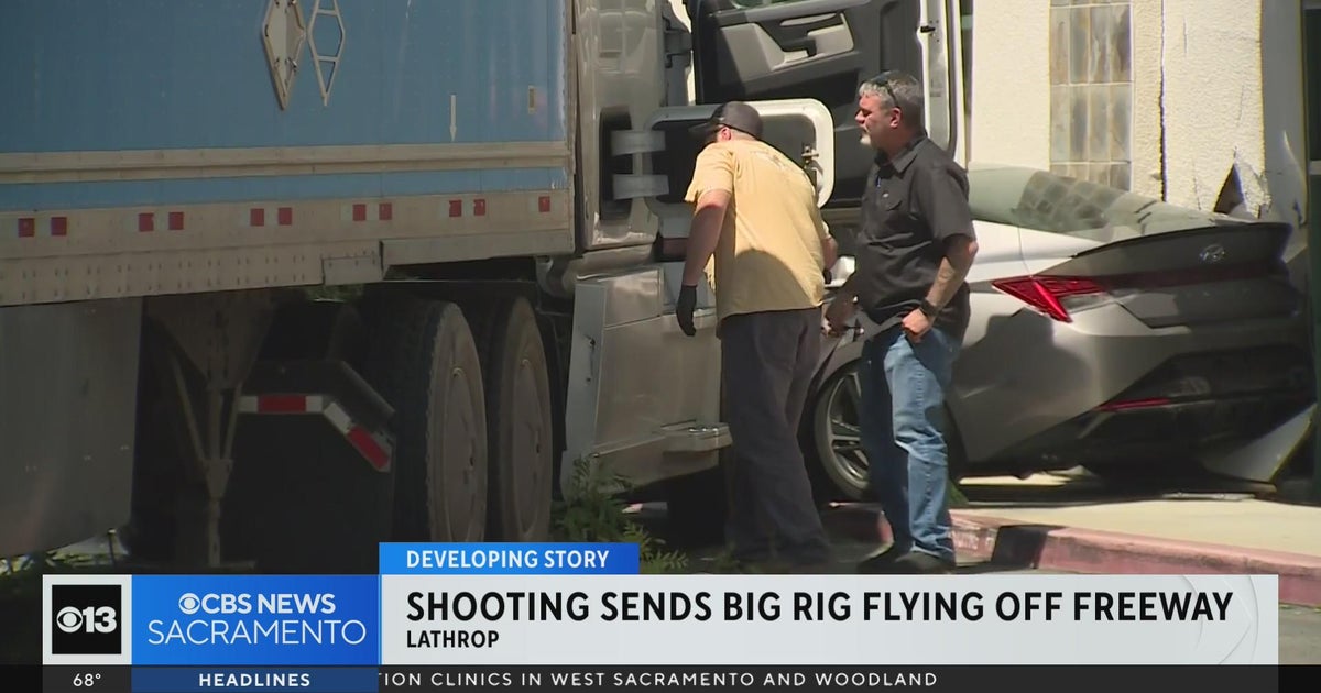 Amazon big rig driver shot on I-5, crashes off freeway - CBS Sacramento