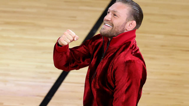 Conor McGregor on the court during Game 4 