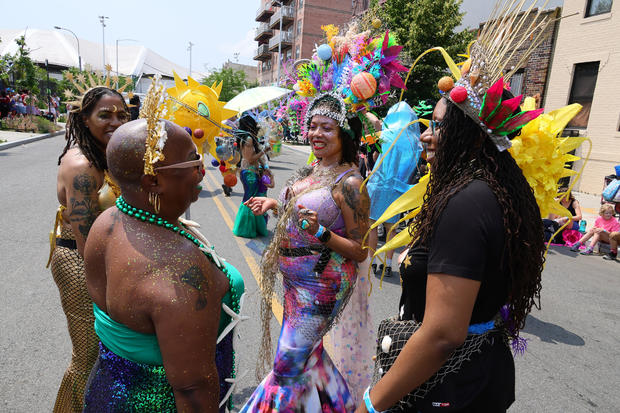 Parade participants during the 2023 Mermaid Parade at Coney Island on June 17, 2023 in New York City. 