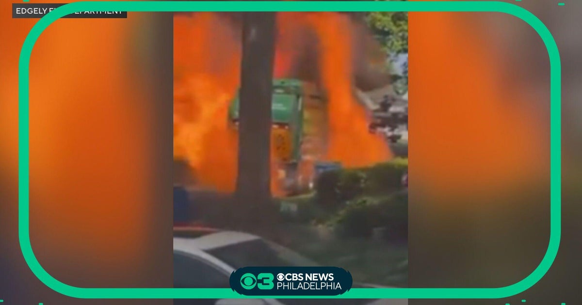 Garbage truck goes up in flames in Bristol Township - CBS Philadelphia