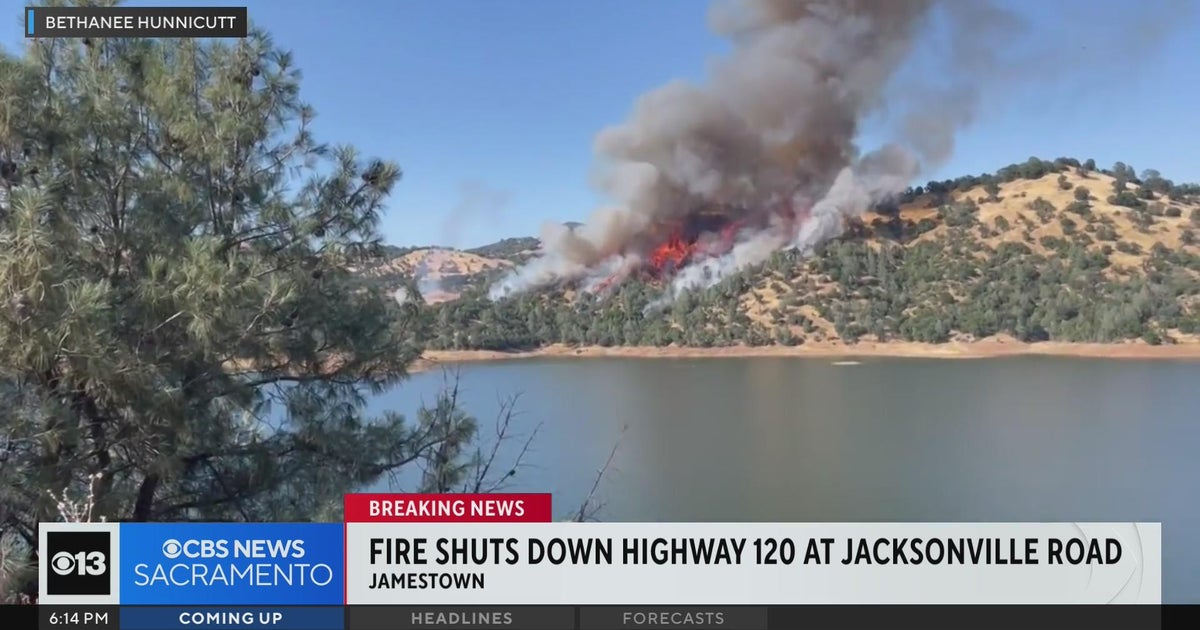 Fire shuts down Highway 120 near Jamestown