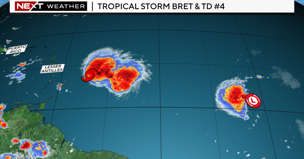 Tropical Storm Bret closing in on Leeward Islands & Tropical Depression #4 turns northwest Tropical Storm Bret closing in on Leeward Islands & Tropical Depression #4 turns northwest