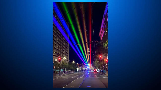 SF Pride laser rainbow installation 