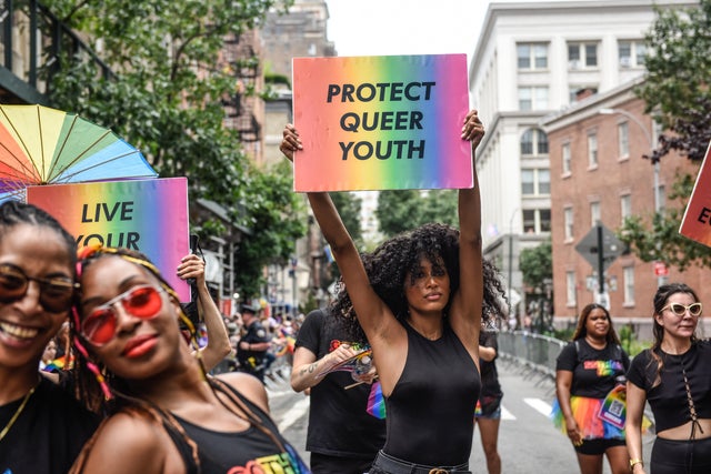 People participate in the annual Pride March on June 25, 2023 in New York City. 